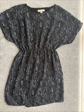 Michael Kors Black and White Patterned Women's Elastic-Waist Dress Size M